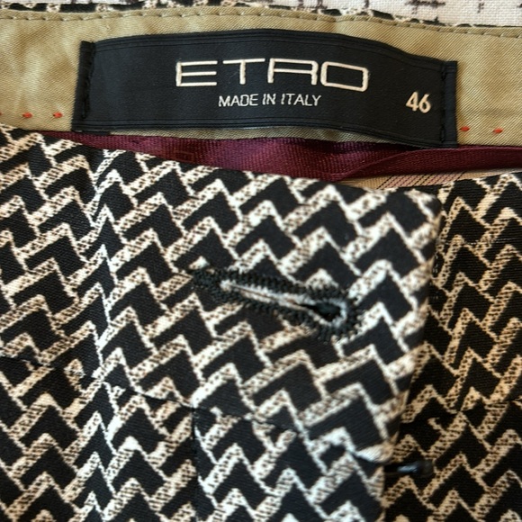 Etro straight leg trousers, geometric print, zip front, size 46 (US size 10) - Picture 2 of 7